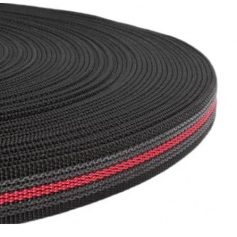 PP band met rubber profiel 20 mm zwart met rood